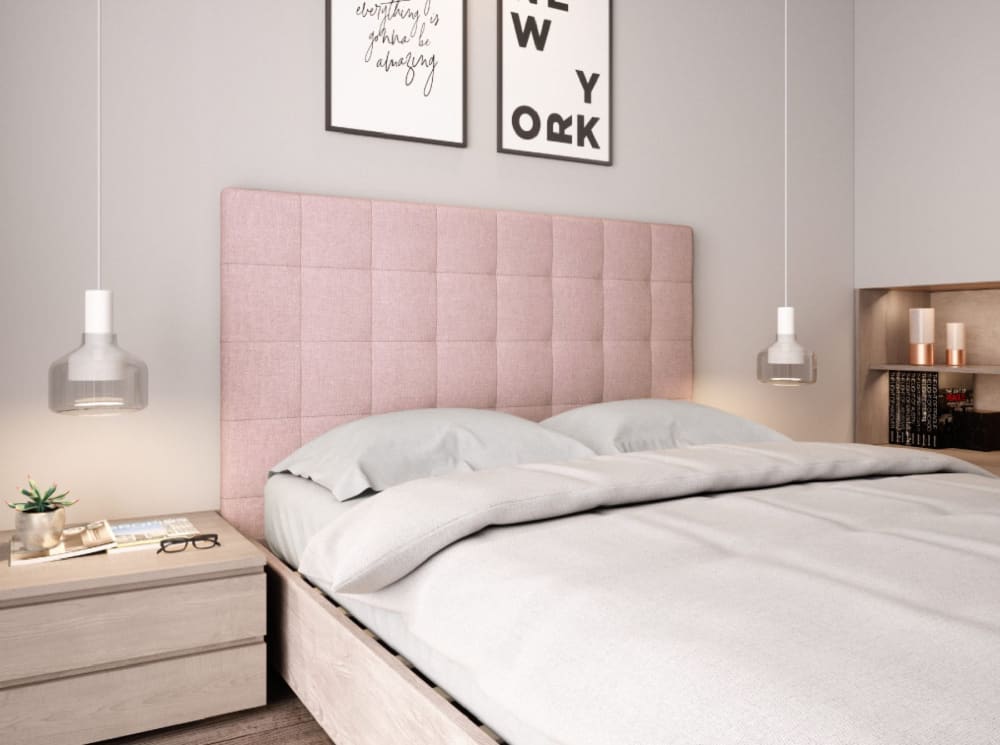 Tête de lit capitonnée en tissu - rose - 140 cm