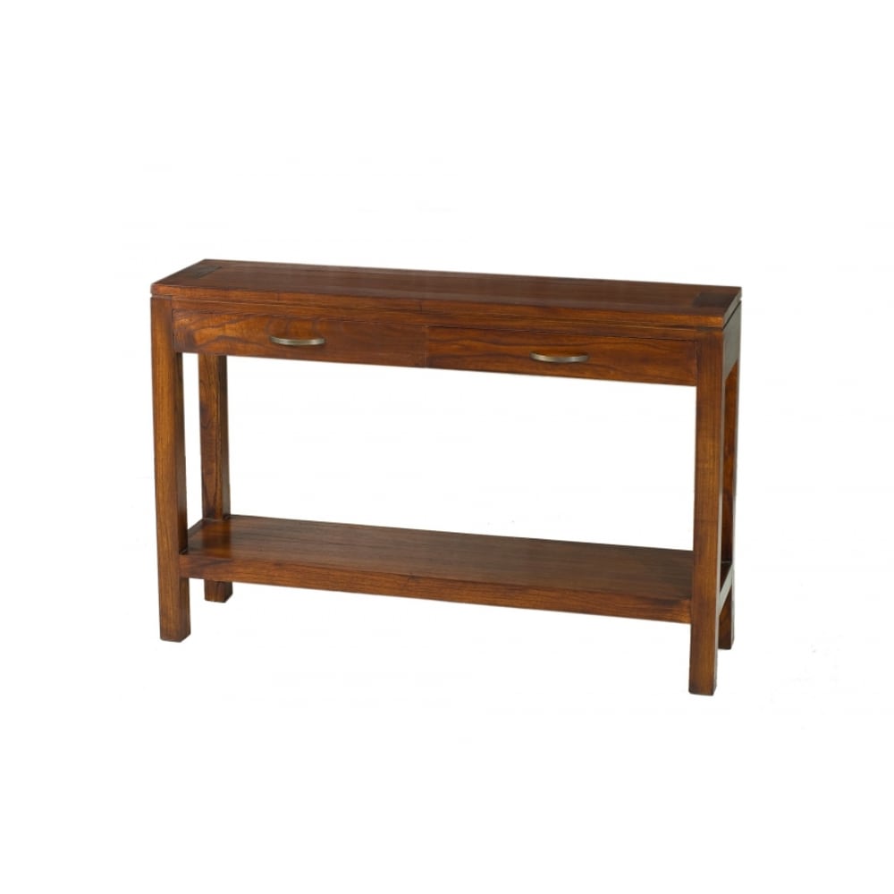 Consola rectangular con 2 cajones madera de mindi marrón