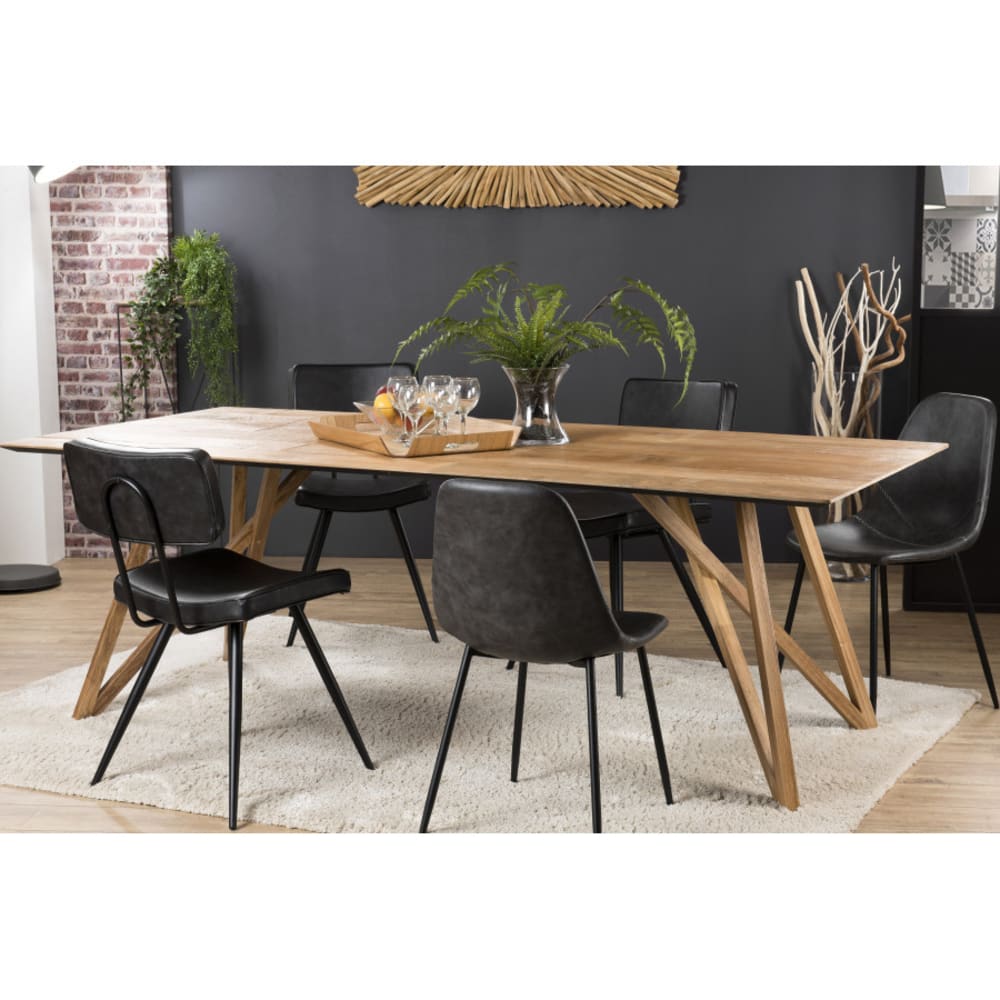 Table à manger en teck recyclé pieds croisés teck L220