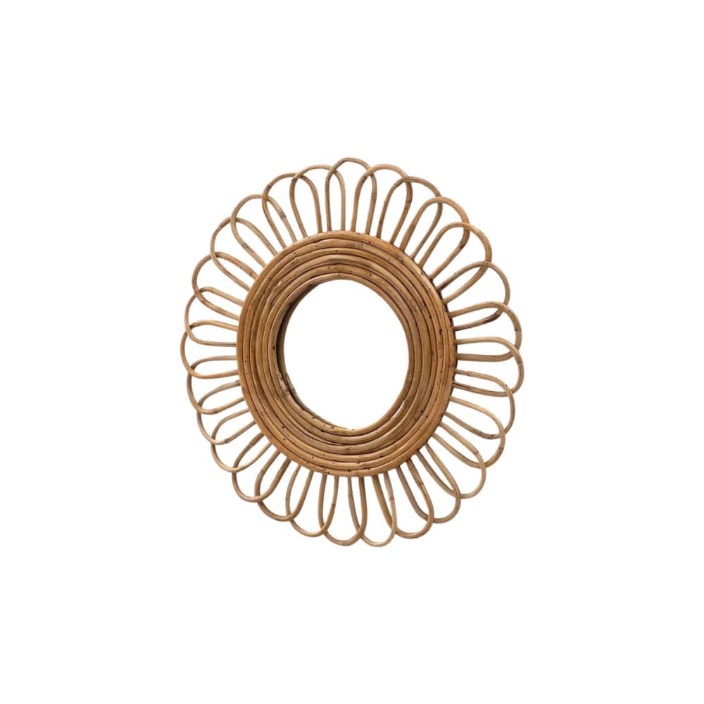 Miroir rond en rotin lili  bois clair D48