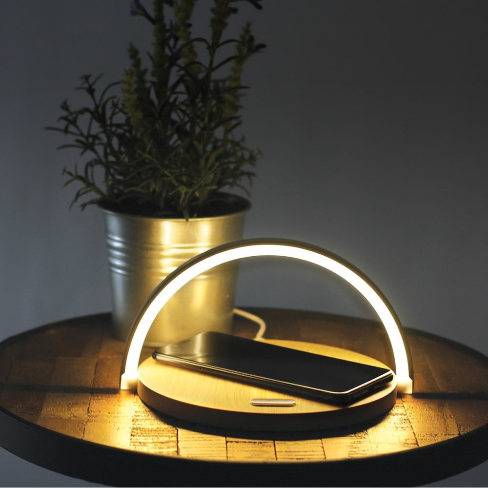 Lampe de chevet tactile 2 en 1 en ABS marron — vue 3