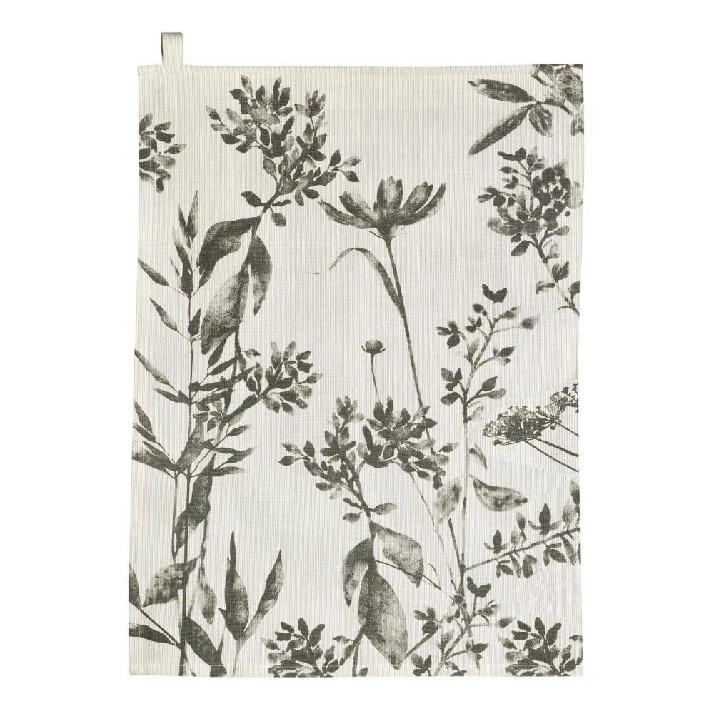 Torchon Fleuri en coton ombre 50 x 70 cm