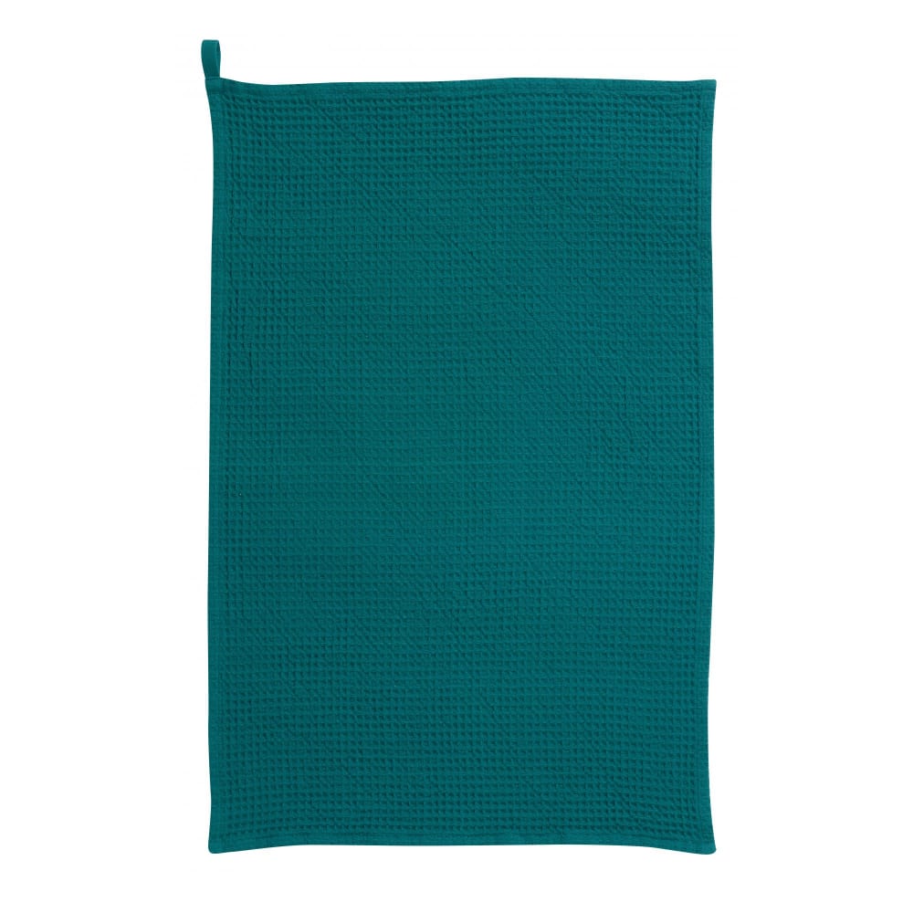 Torchon nid d'abeilles uni en coton paon 50 x 70 cm
