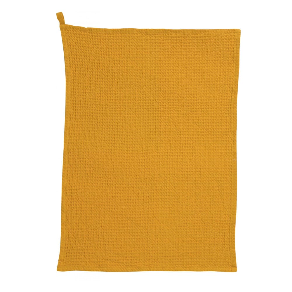 Torchon nid d'abeilles uni en coton tournesol 50 x 70 cm