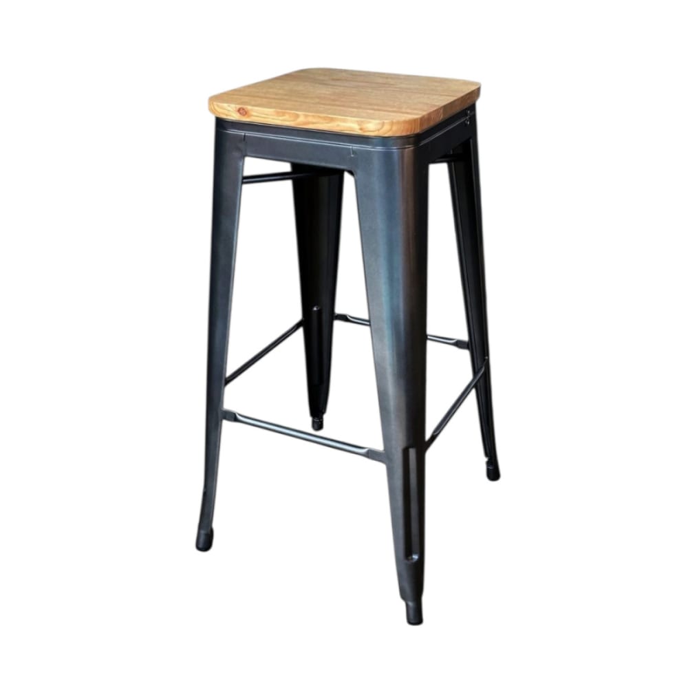 Tabouret de bar en acier et bois clair