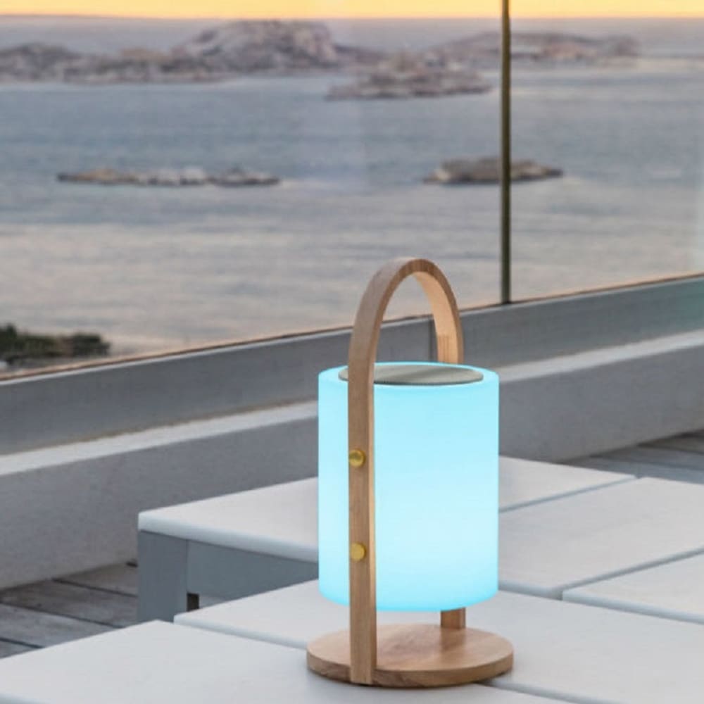 LUMISKY Kabellose Bluetooth-Lautsprecherlampe holzfarben 10w Braun