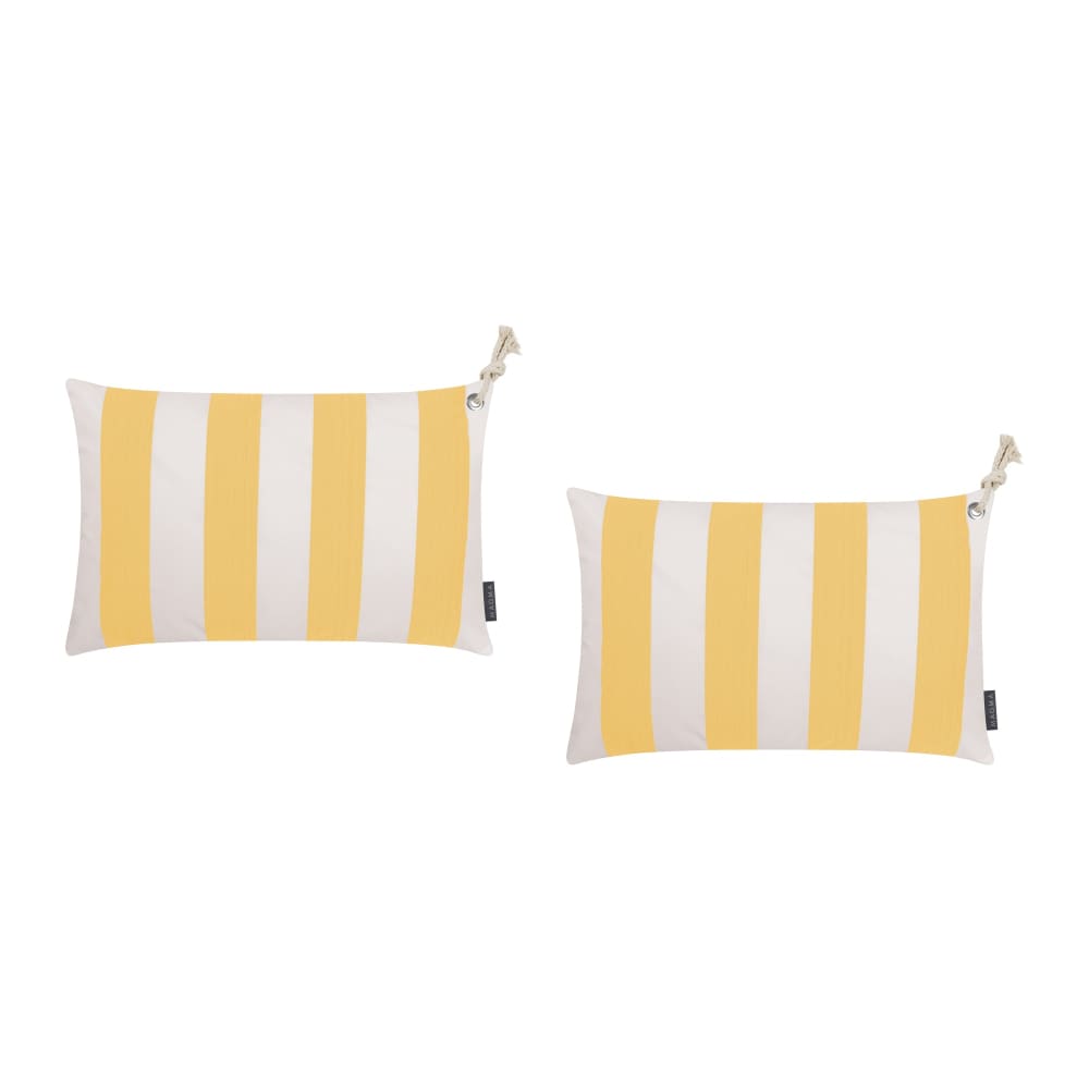 Magma Housses de coussin rayées jaune/blanc avec corde - lot de 2- 60x40 style classique chic - Pvc - Poly Chlorure De Vinyle
