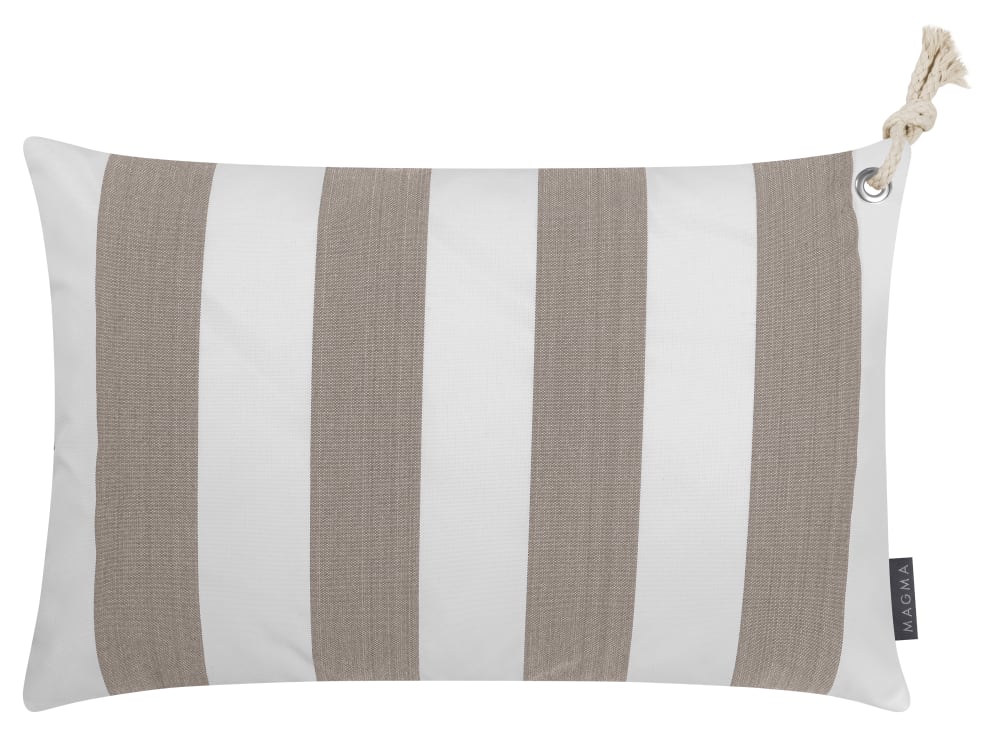 Housses de coussin rayées taupe/blanc avec corde - Lot de 2- 60x40