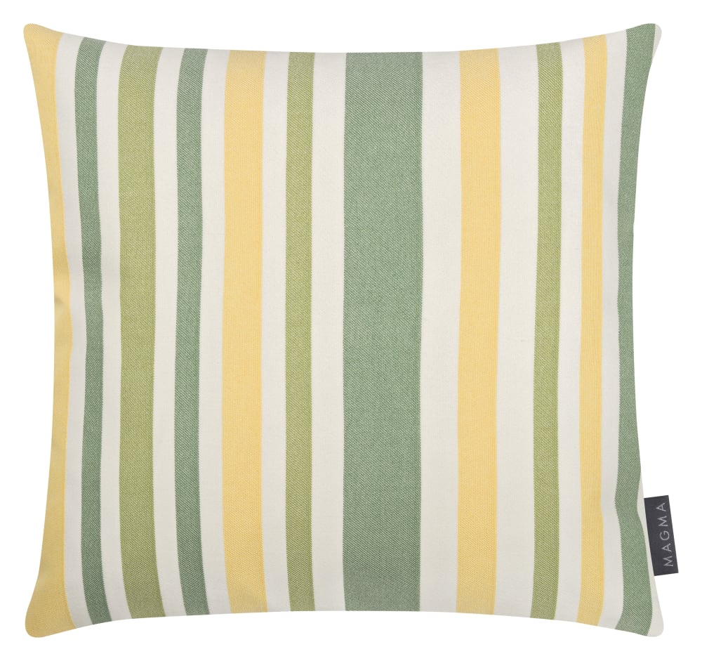 Housses de coussin rayées vert et jaune Dralon - Lot de 2- 40x40