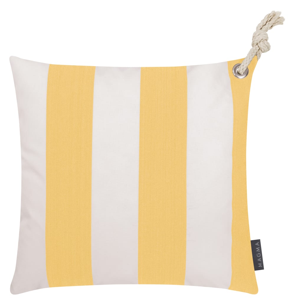 Housses de coussin rayées jaune/blanc avec corde- Lot de 2-40x40