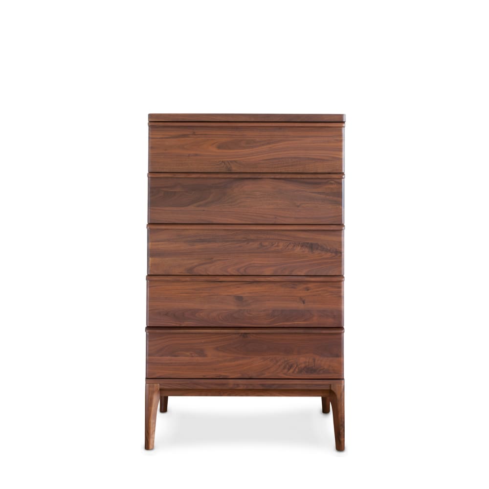 Commode 5 tiroirs en noyer marron — Beyit