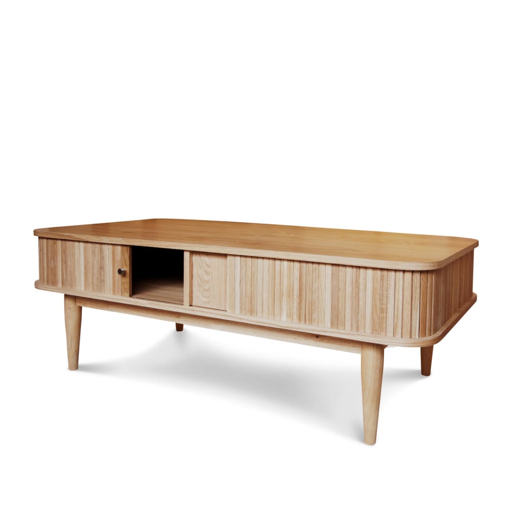 Table basse à rideaux en bois beige