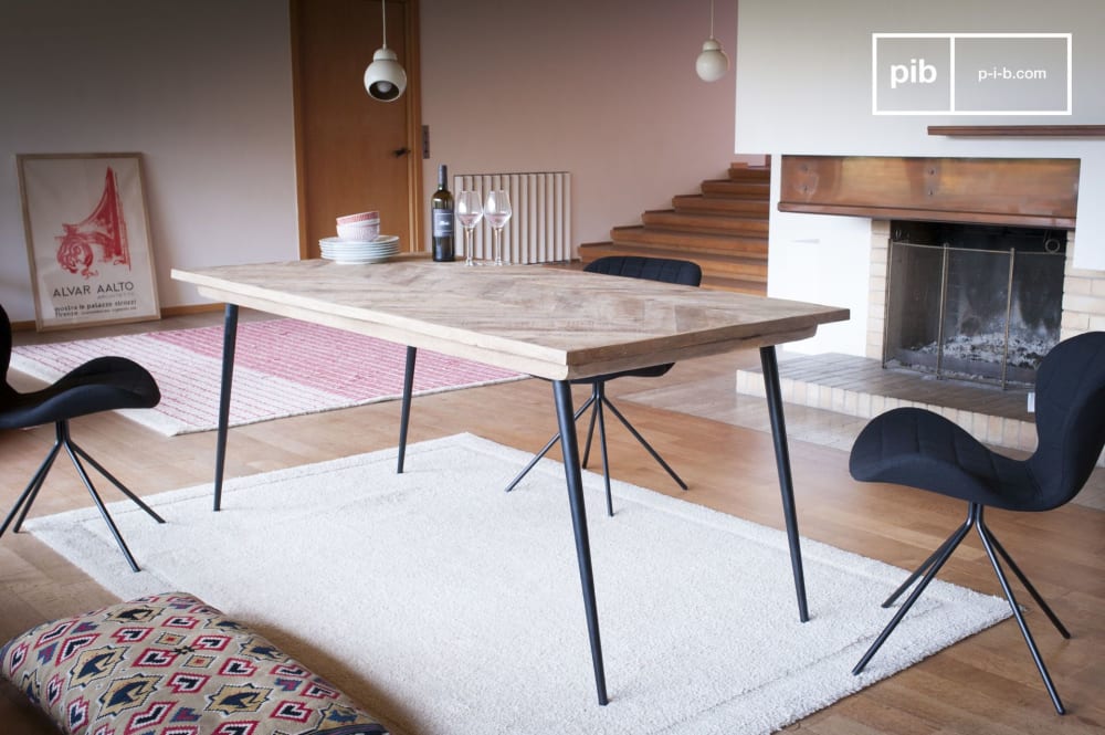 Mesa con patas de compás de madera marron - Maisons du Monde