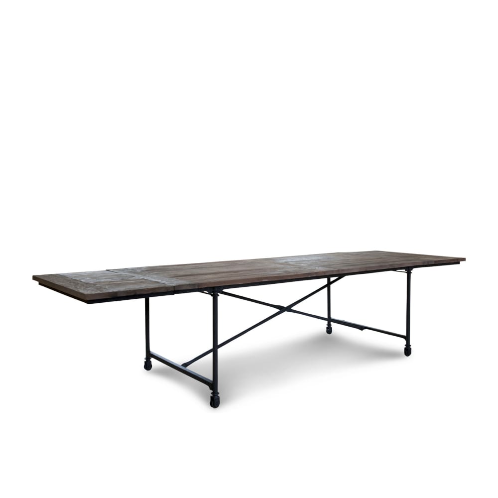 Gran mesa extensible de madera recuperada marrón
