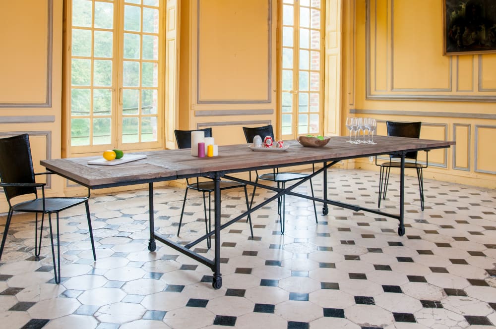 Gran mesa extensible de madera recuperada marrón - Maisons du Monde