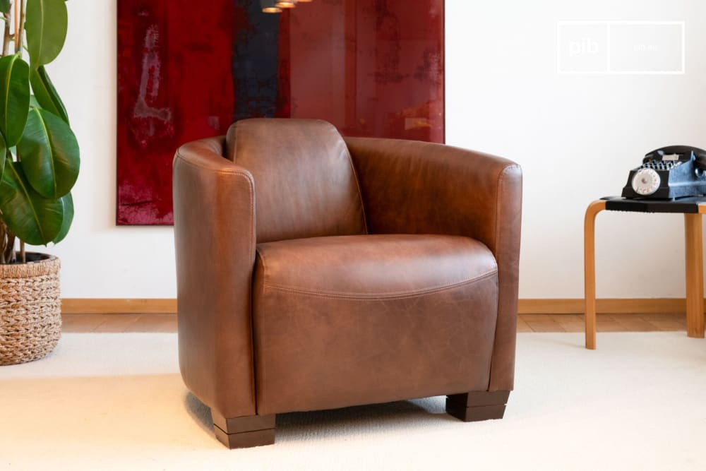 Fauteuil club en cuir marron - Maisons du Monde