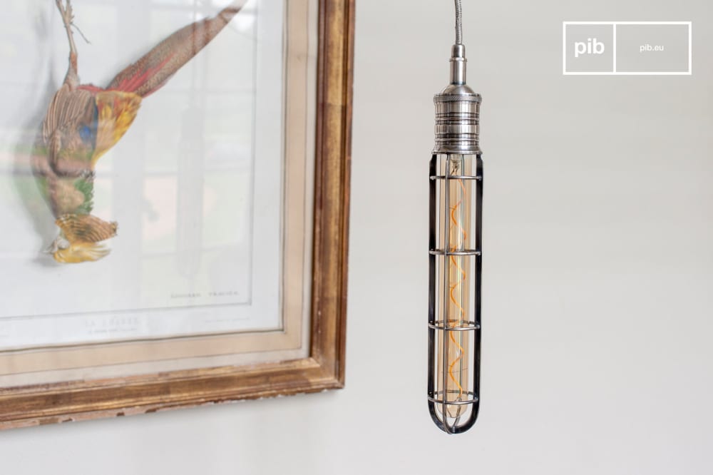 Lampada a sospensione in metallo argentato - PIB