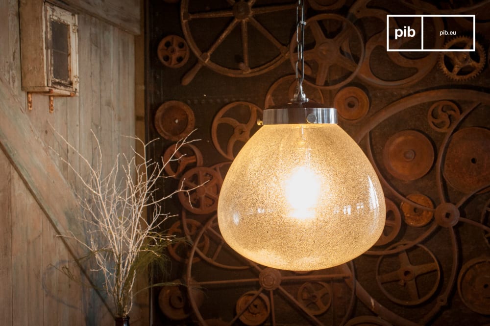 Suspension en métal et verre soufflé transparent - Maisons du Monde