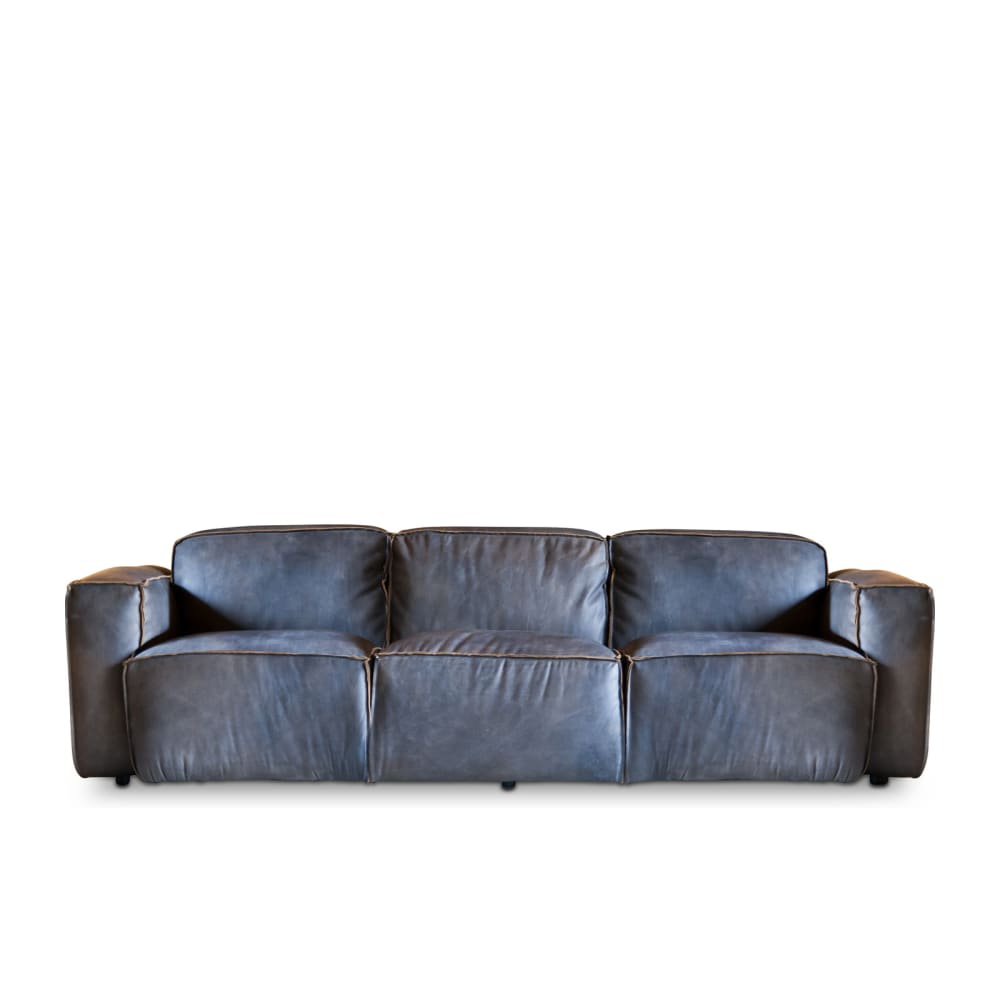 Canapé 3 places en cuir gris - Maisons du Monde