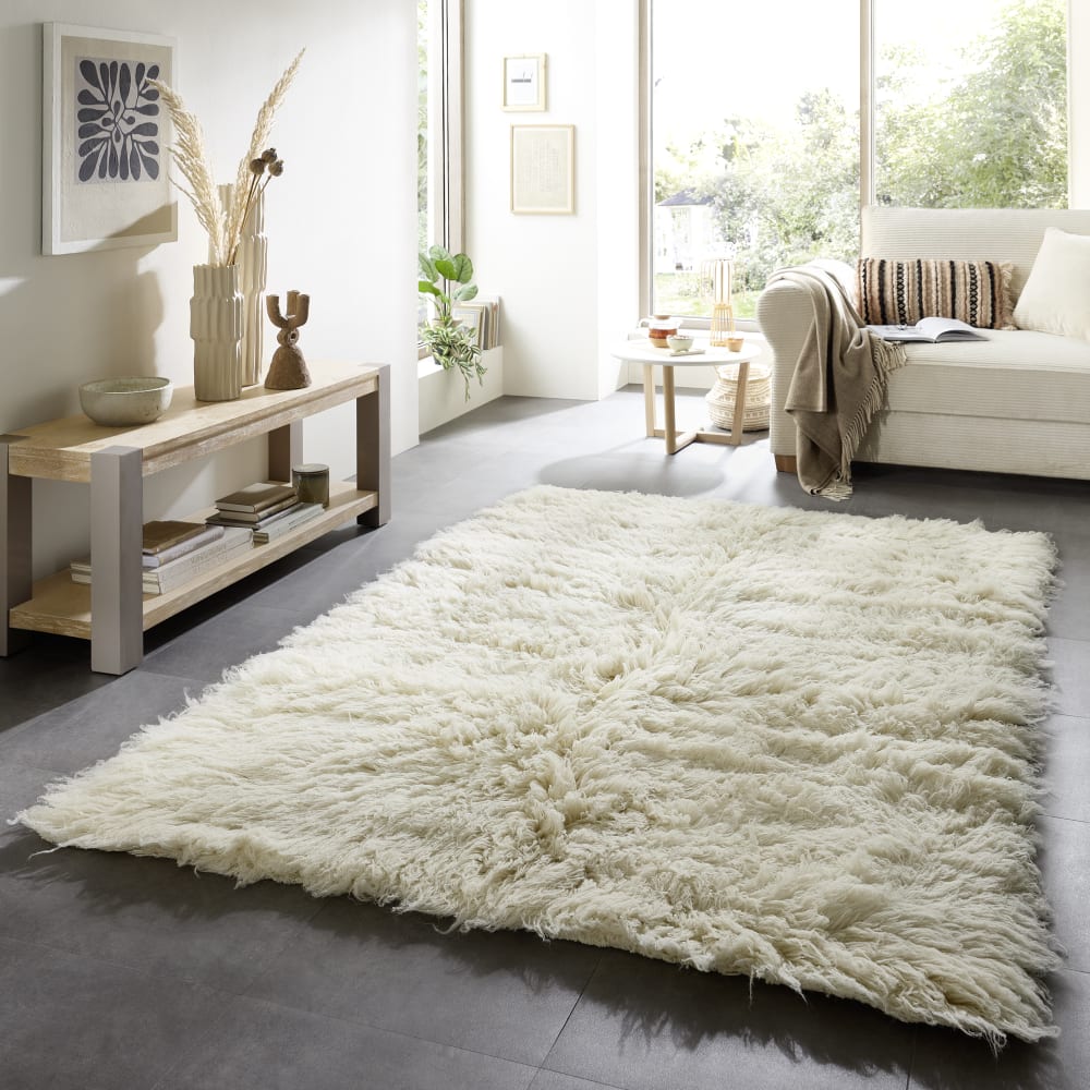 Tapis flokati en laine vierge - naturel 90x160 cm — vue 3