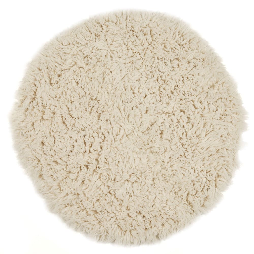 Tapis flokati en laine vierge - naturel D140 cm