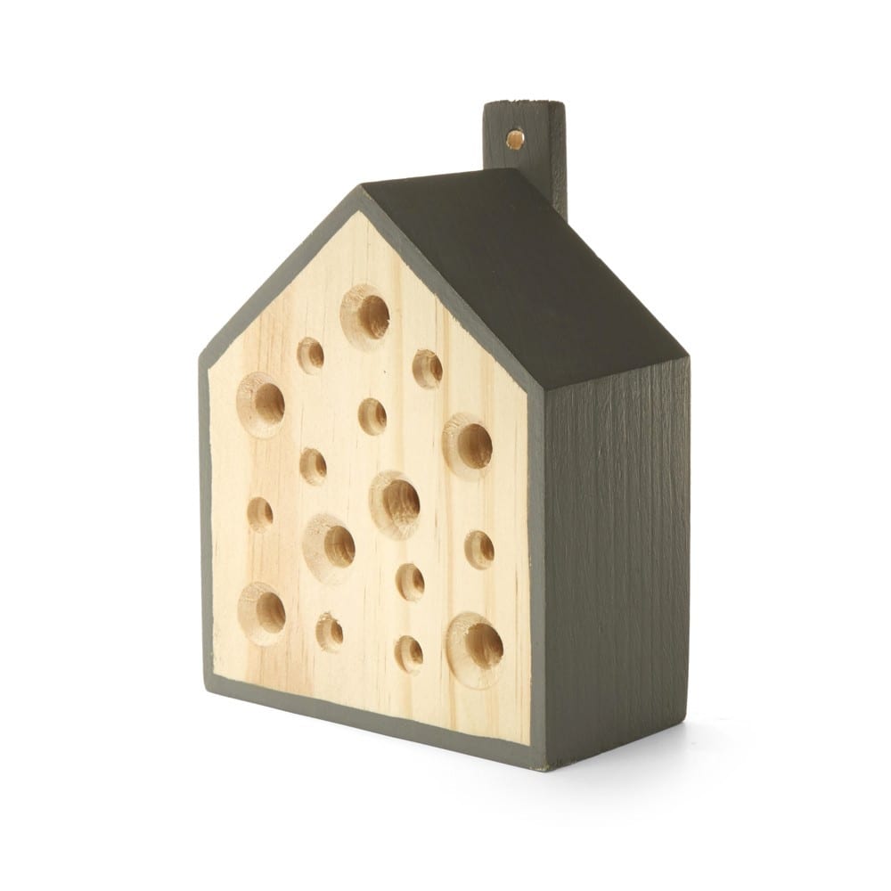Kikkerland Mini ruche little bee house en bois style contemporain Gris