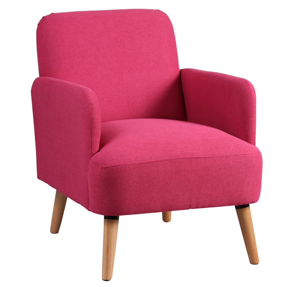 Altobuy Fauteuil rose en tissu rembourré style classique chic
