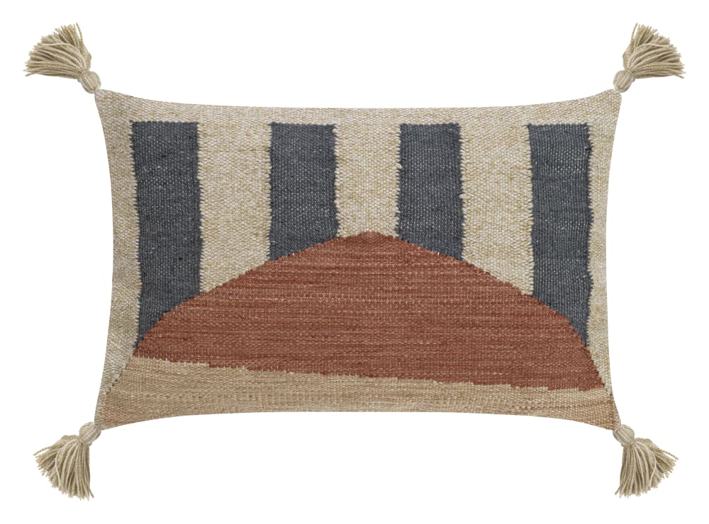 Housse de coussin jacquard ethnique avec pompons 60x40
