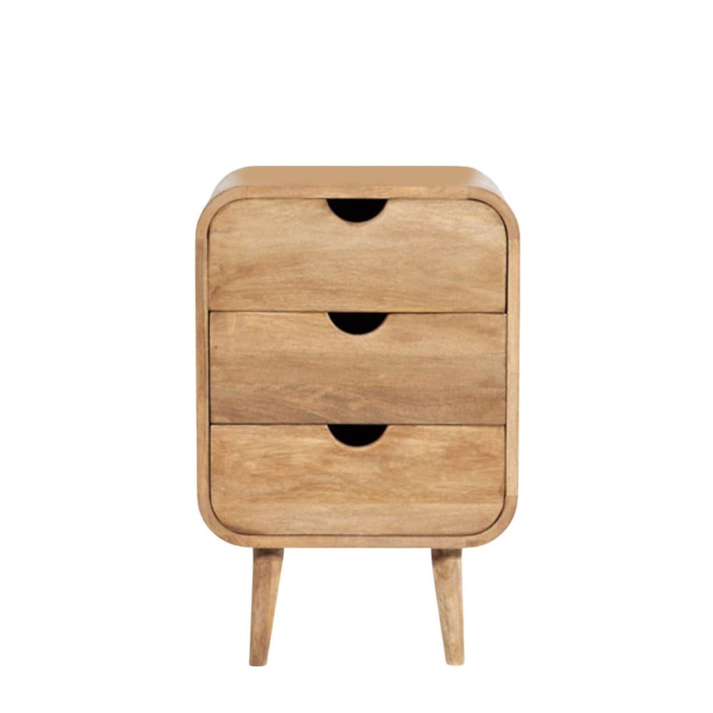 Chevet en manguier beige avec 3 tiroirs