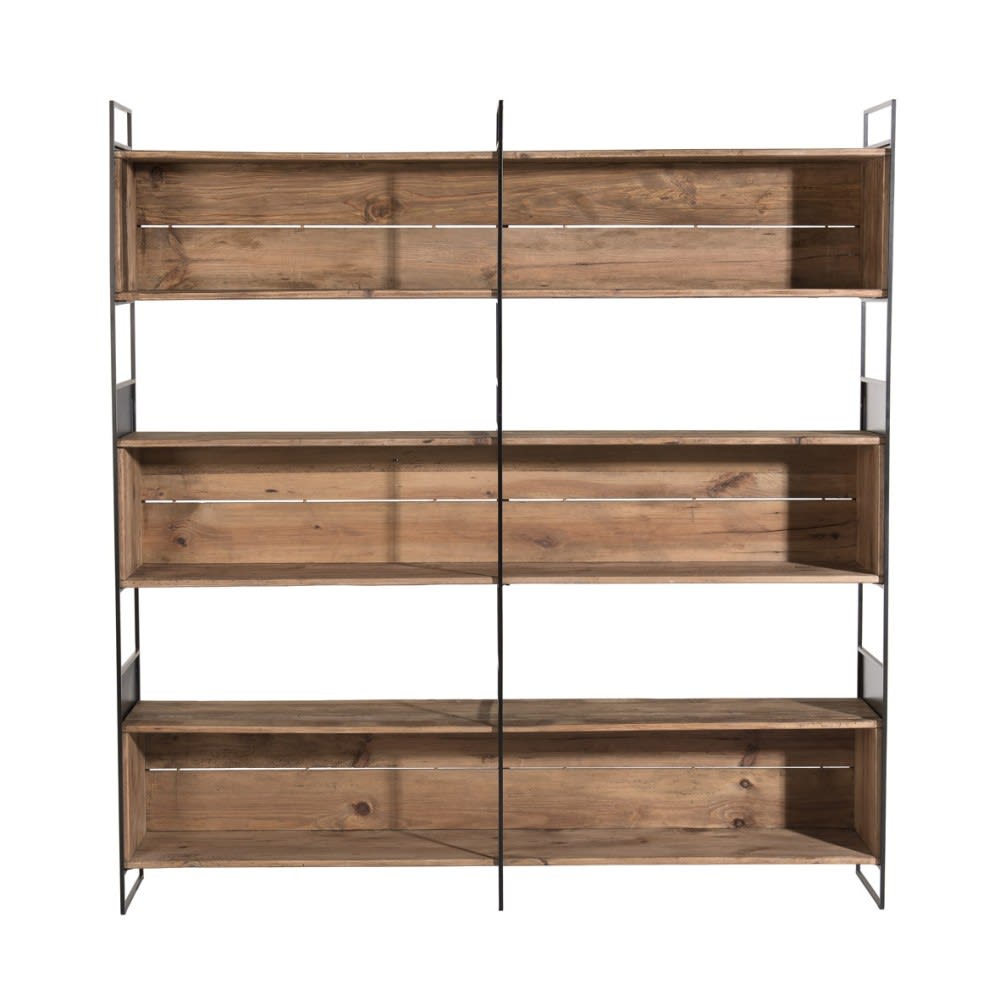 Etagère niche 3 niveaux en pin recyclé et métal noir - Maisons du Monde