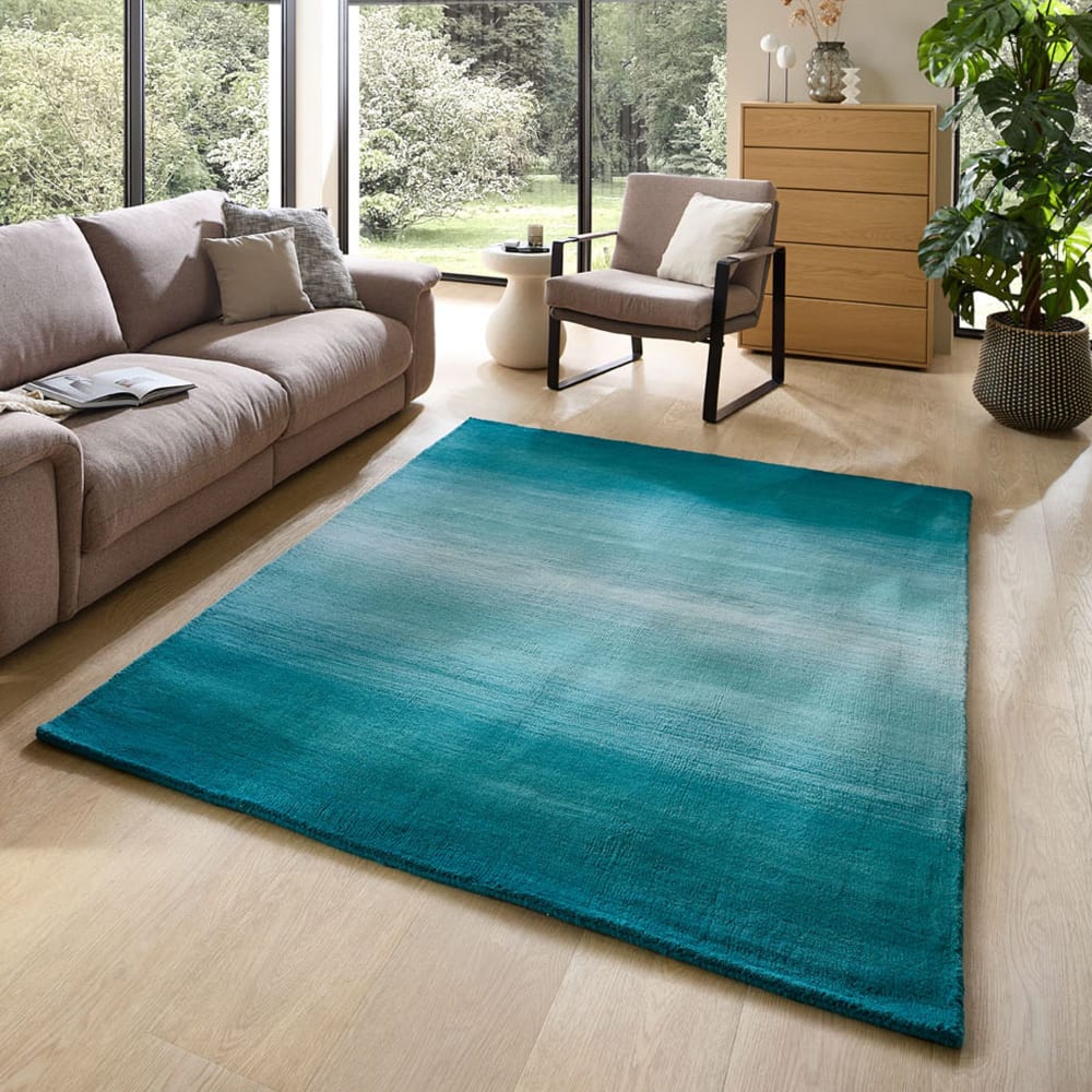 Teppich aus handgewebter Wolle - Turquoise - 140x200 cm - Maisons