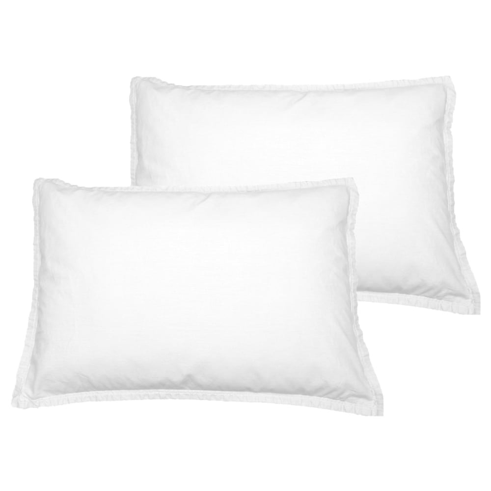 Lot de 2 taies d'oreiller en coton blanc 50x70 cm
