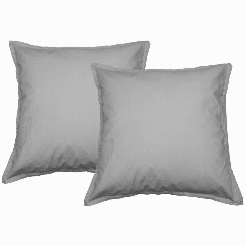 Lot de 2 taies d'oreiller en flanelle de coton Gris Perle 65x65 cm