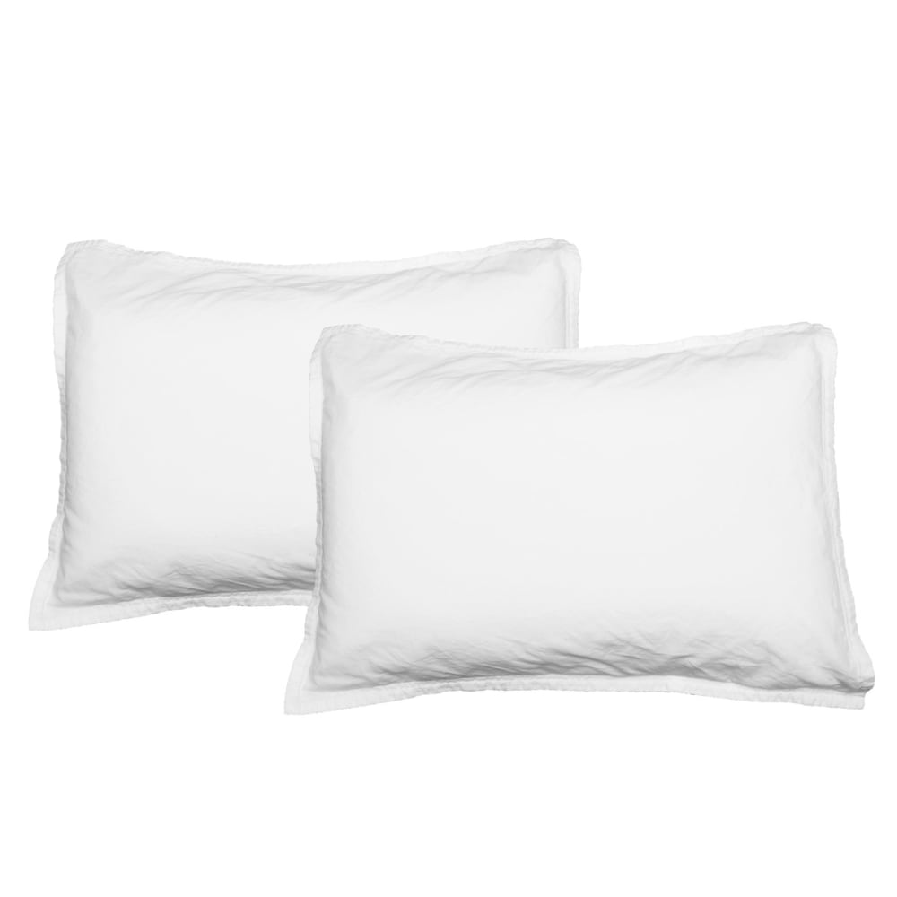 Lot de 2 taies d'oreiller en flanelle de coton Blanc 50x70 cm