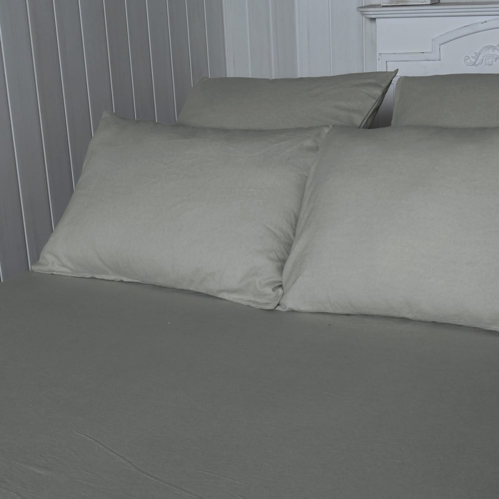 Drap housse flanelle coton bonnet 30 cm gris perle 90x190 cm — vue 4