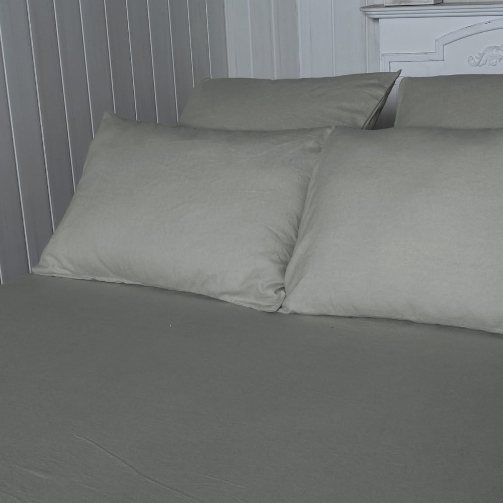 Drap housse flanelle coton bonnet 30 cm gris perle 160x200 cm — vue 4