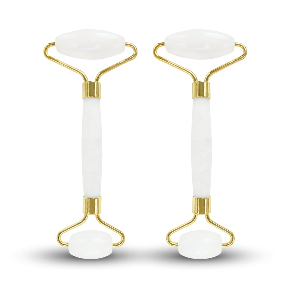 Sun & Sia Set de 2 masseurs visage en pierre de jade blanc - Inox