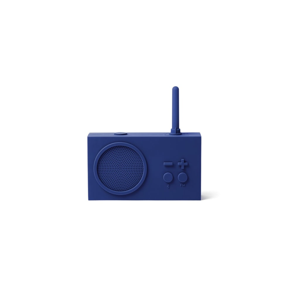 Lexon Enceinte Bluetooth et Radio en Gomme Bleu nuit style classique chic Bleu Silicone Poly Organo Siloxane