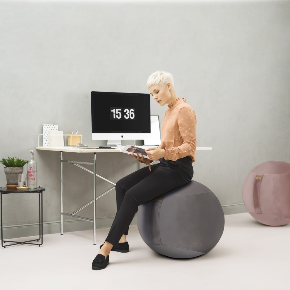 Balle d'assise avec poignée vieux rose velours d65 - Maisons du Monde