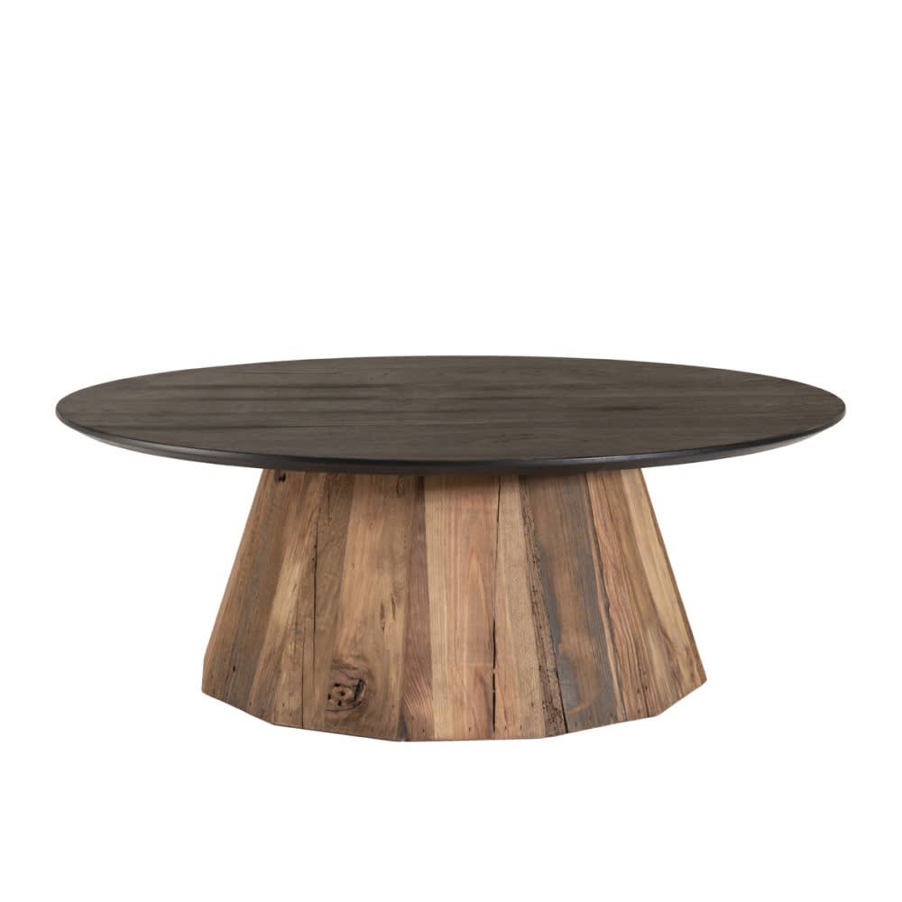 Table basse ronde en pin recyclé d90