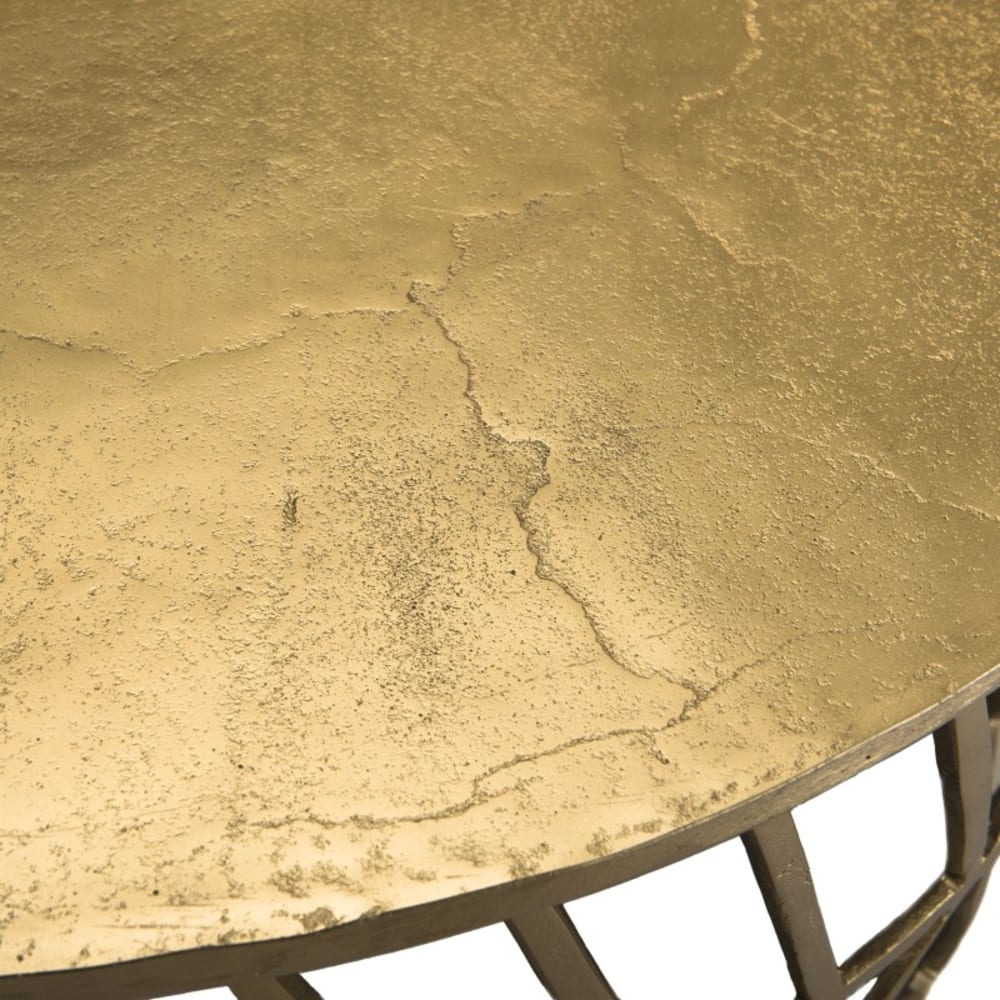 Table basse ronde pietement graphique aluminium doré D89