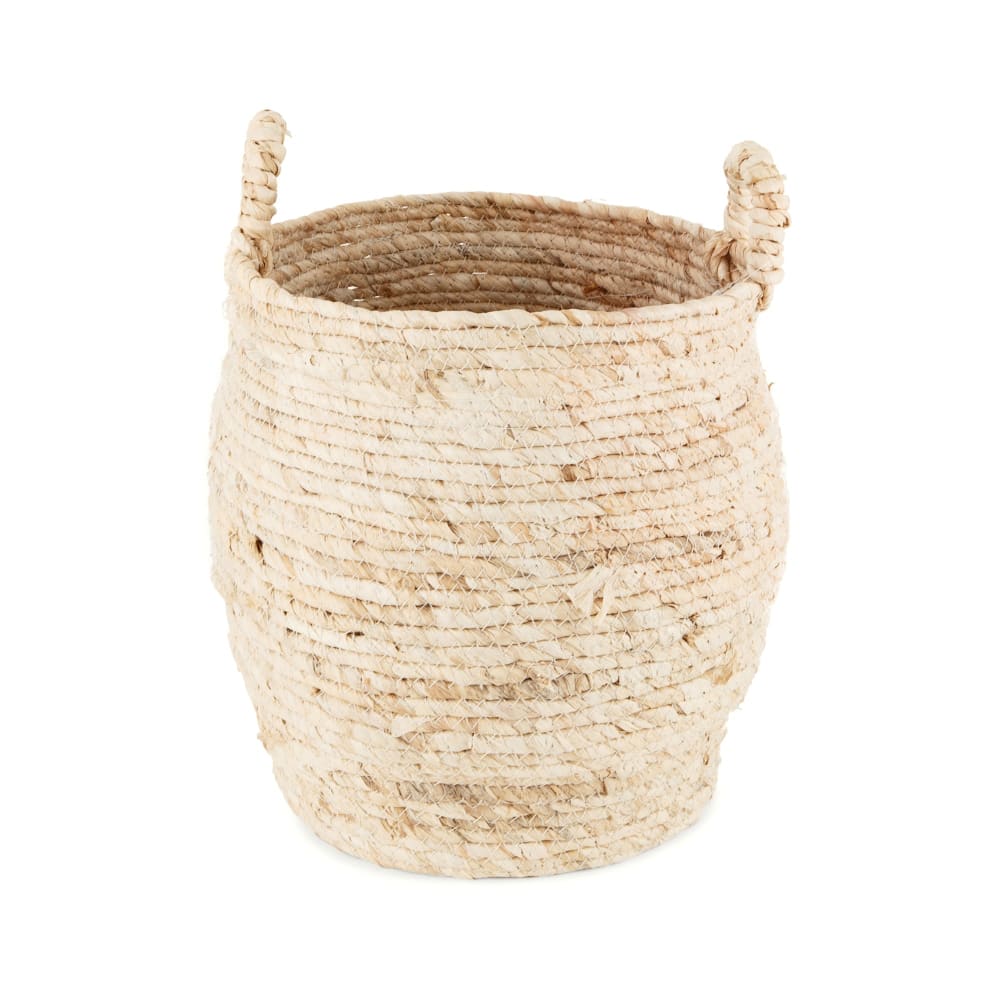 Panier de rangement en feuilles de maïs tressées H30cm