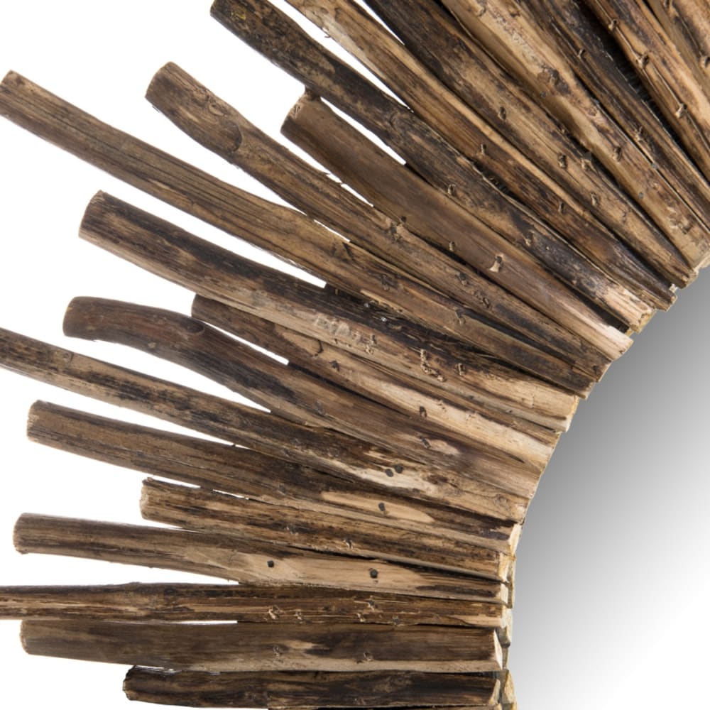 Miroir rond soleil nature branches bois D90 - Maisons du Monde