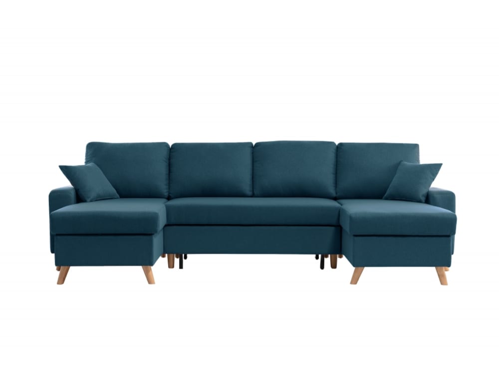 Canapé d'Angle Panoramique Convertible - Bleu pétrole