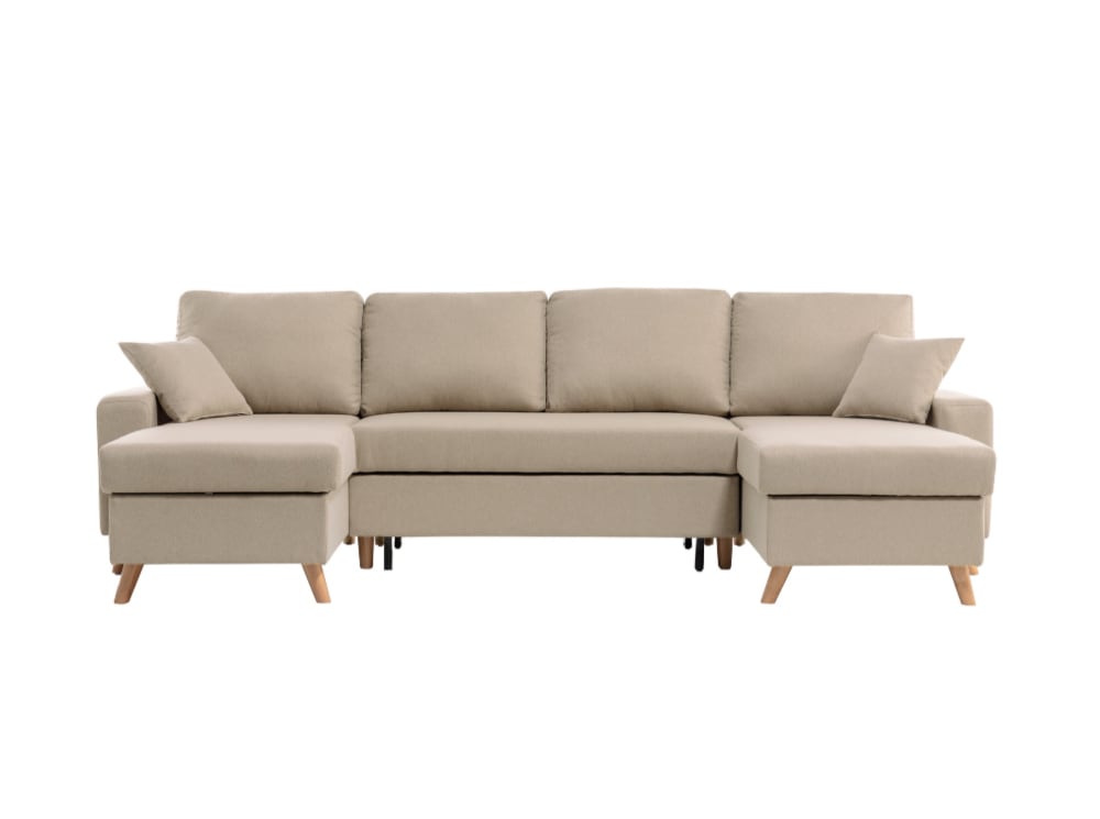 Canapé d'Angle Panoramique Convertible - Beige
