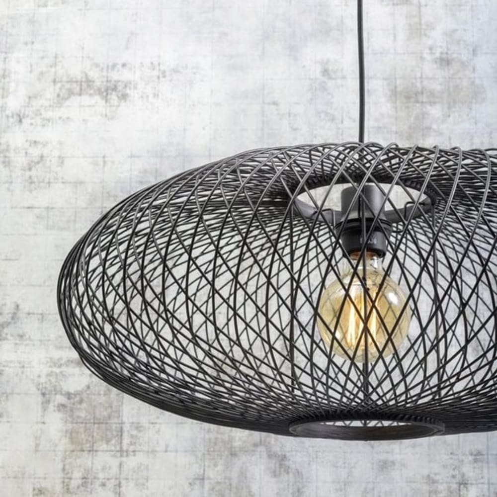 Lampadaire bambou noir H176cm — vue 4
