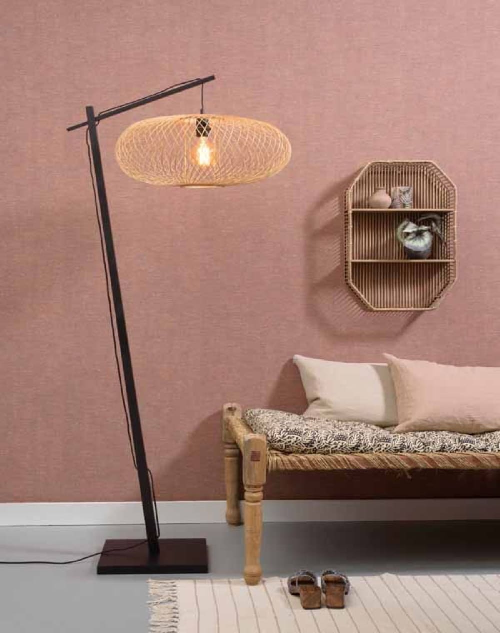 Lampadaire bambou naturel H176cm — vue 3