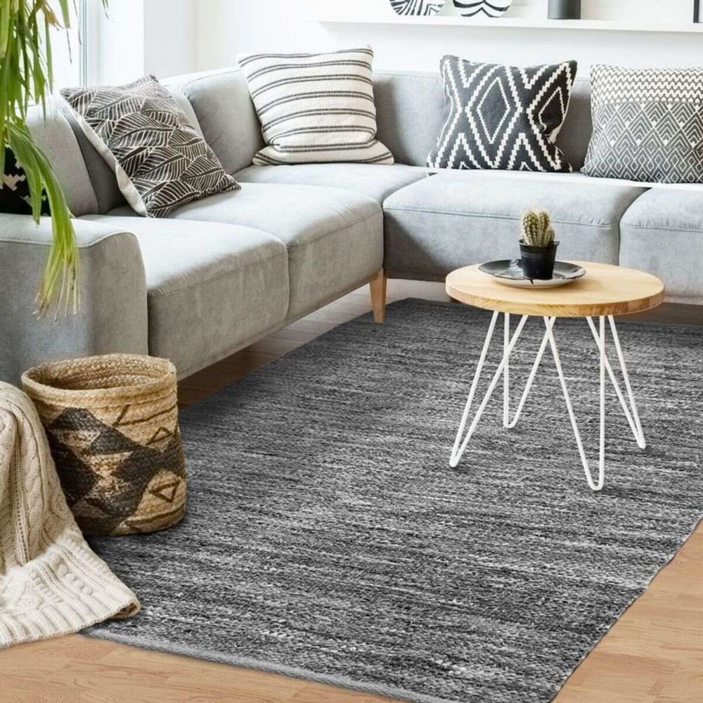 Tapis en cuir tressé gris clair 160x230 — vue 3