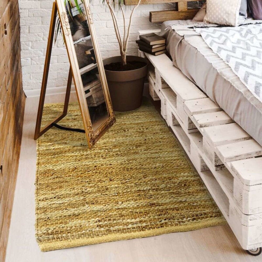 Tapis en cuir tressé ocre 120x170 — vue 3