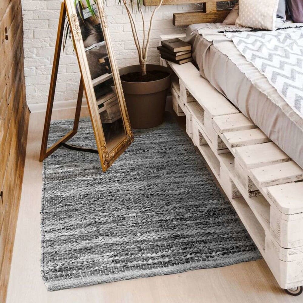 Tapis en cuir tressé gris clair 120x170 — vue 3